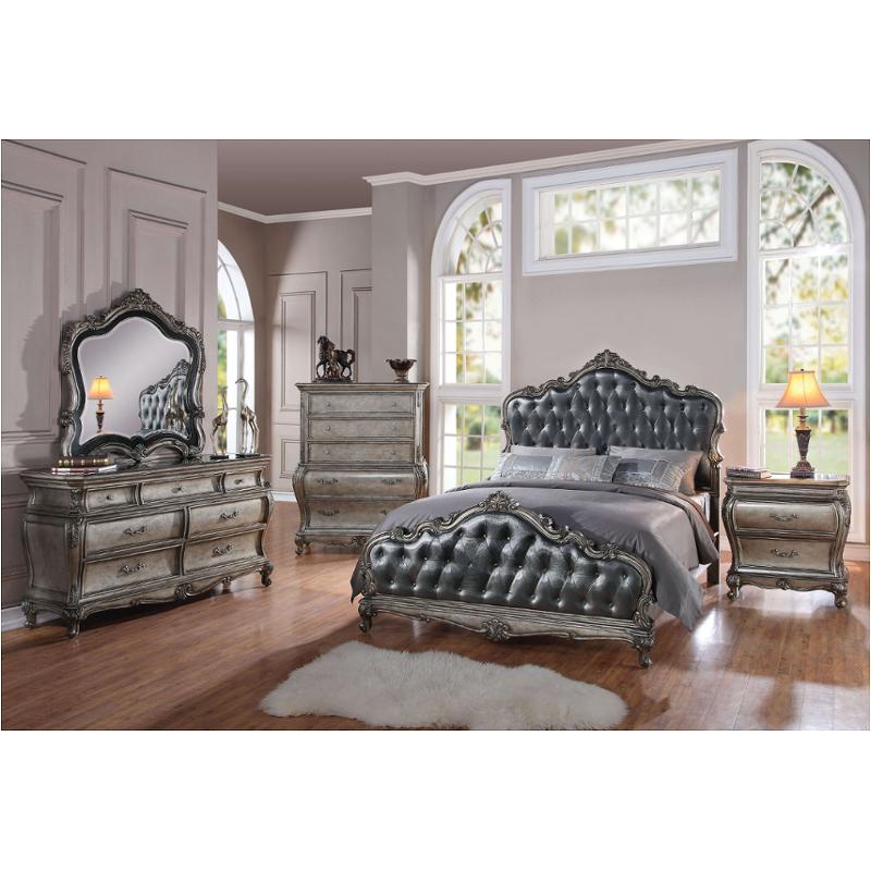 20537ek Acme Furniture Chantelle - Antique Platinum Bedroom Furniture Bed