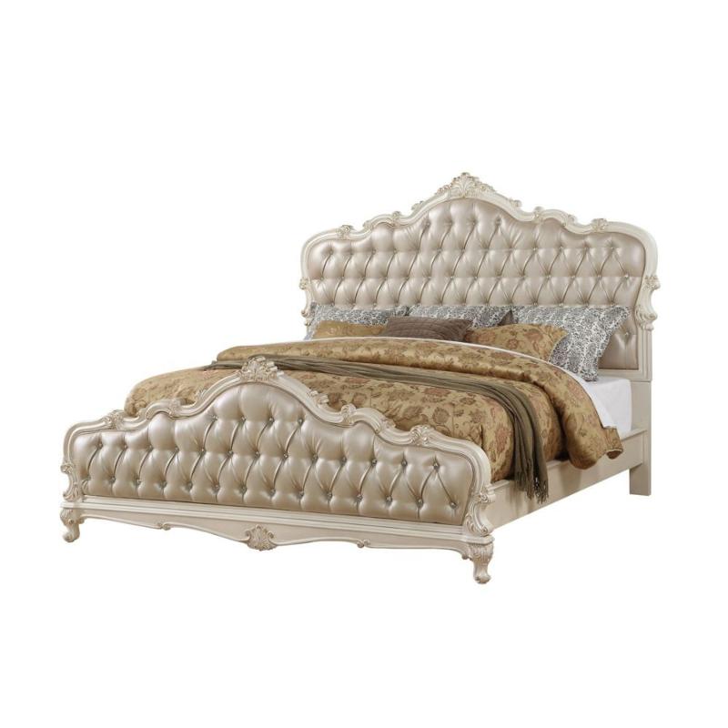 23537ek Acme Furniture Chantelle - Pearl White Bedroom Furniture Bed