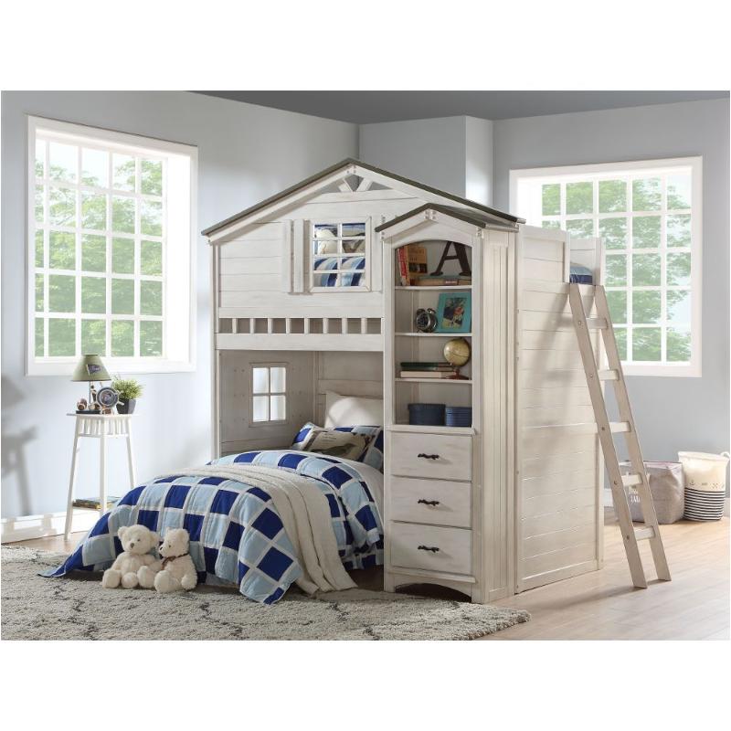 37165 Acme Furniture Tree House - White Bedroom Furniture Bed