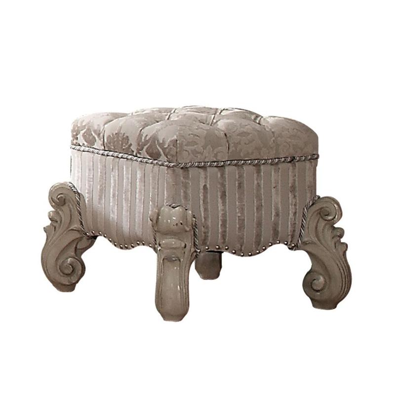 21138 Acme Furniture Versailles - Bone White Bedroom Furniture Stool