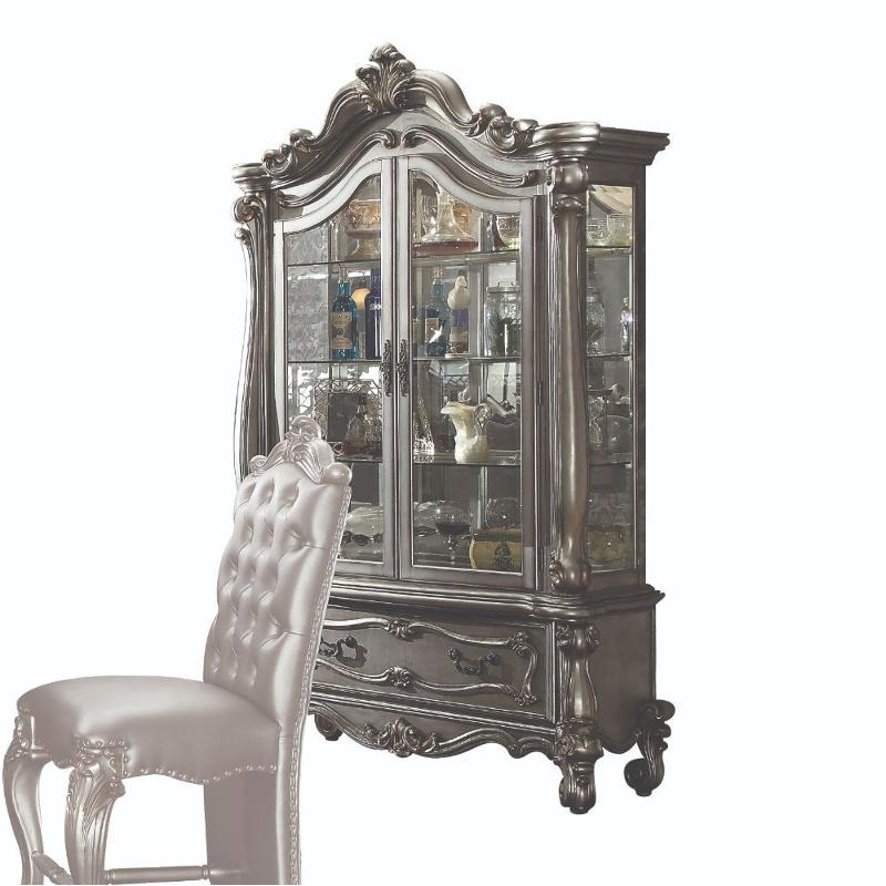 66838 Acme Furniture Versailles - Antique Platinum Dining Room Furniture Curio