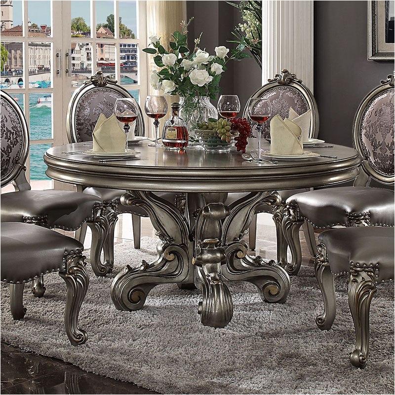 66840 Acme Furniture Versailles - Antique Platinum Dining Room Furniture Dining Table