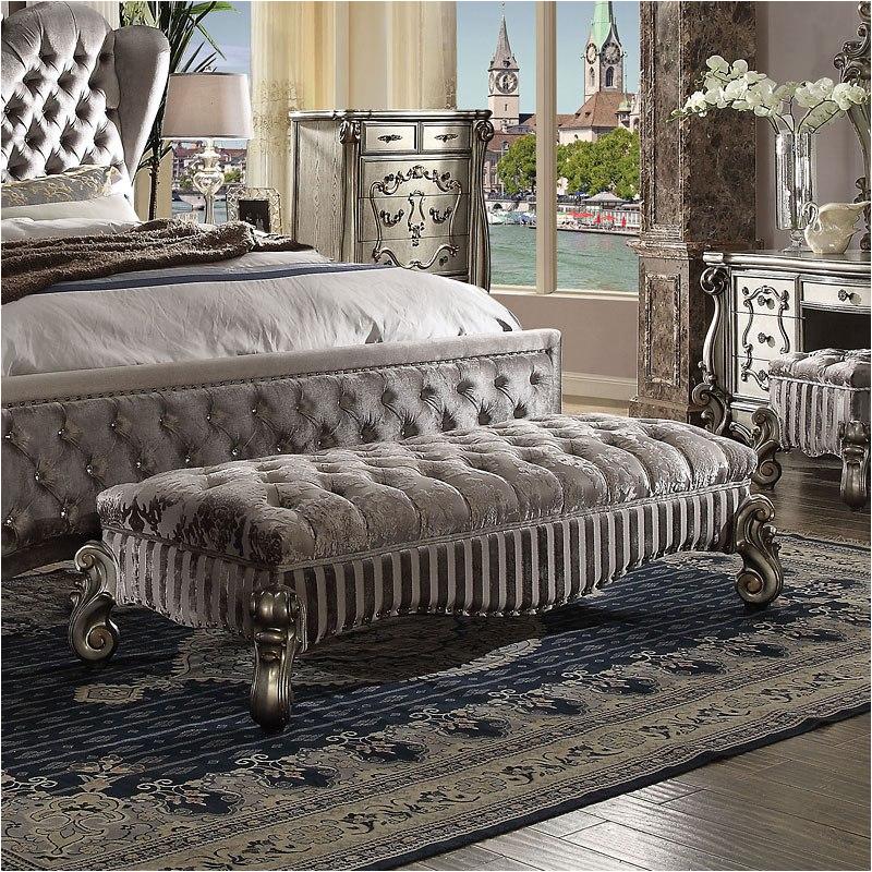 96820 Acme Furniture Versailles - Antique Platinum Bedroom Furniture Benche