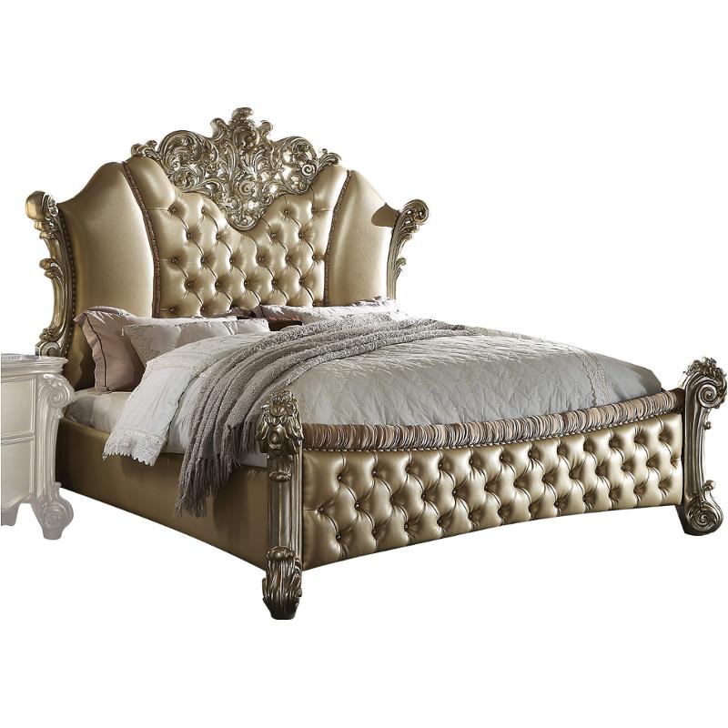 28027ek Acme Furniture Vendome Ii - Bone/gold Patina Bedroom Furniture Bed