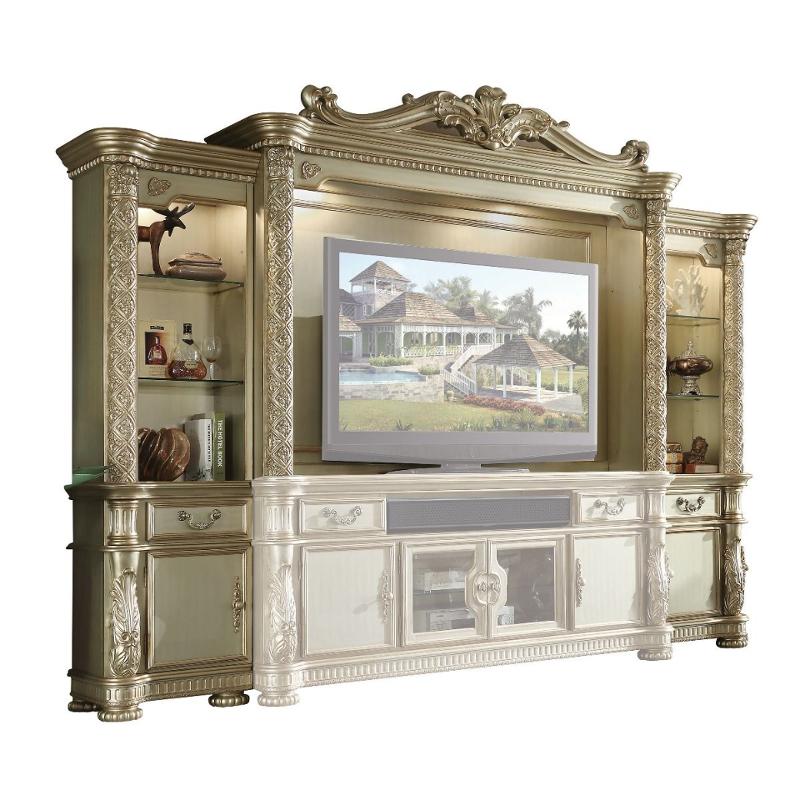 91310lp Acme Furniture Vendome Ii - Bone/gold Patina Home Entertainment Furniture Entertainment Center