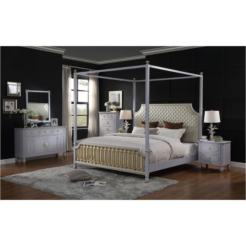 28854ck Acme Furniture House Marchese - Pearl Gray Bedroom Furniture Bed