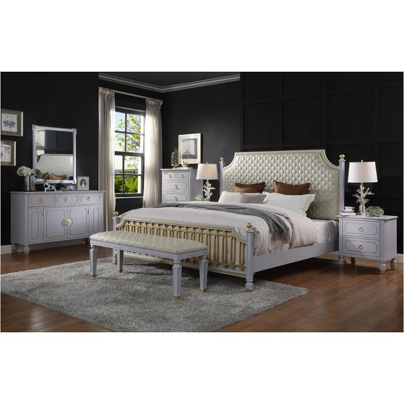 28884ck Acme Furniture House Marchese - Pearl Gray Bedroom Furniture Bed