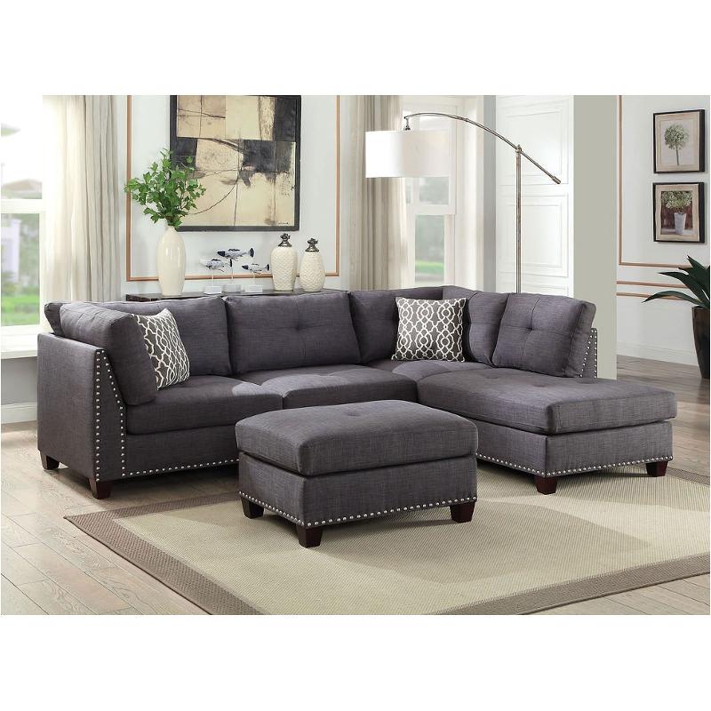 54385 Acme Furniture Laurissa - Light Charcoal Living Room Furniture Sectional