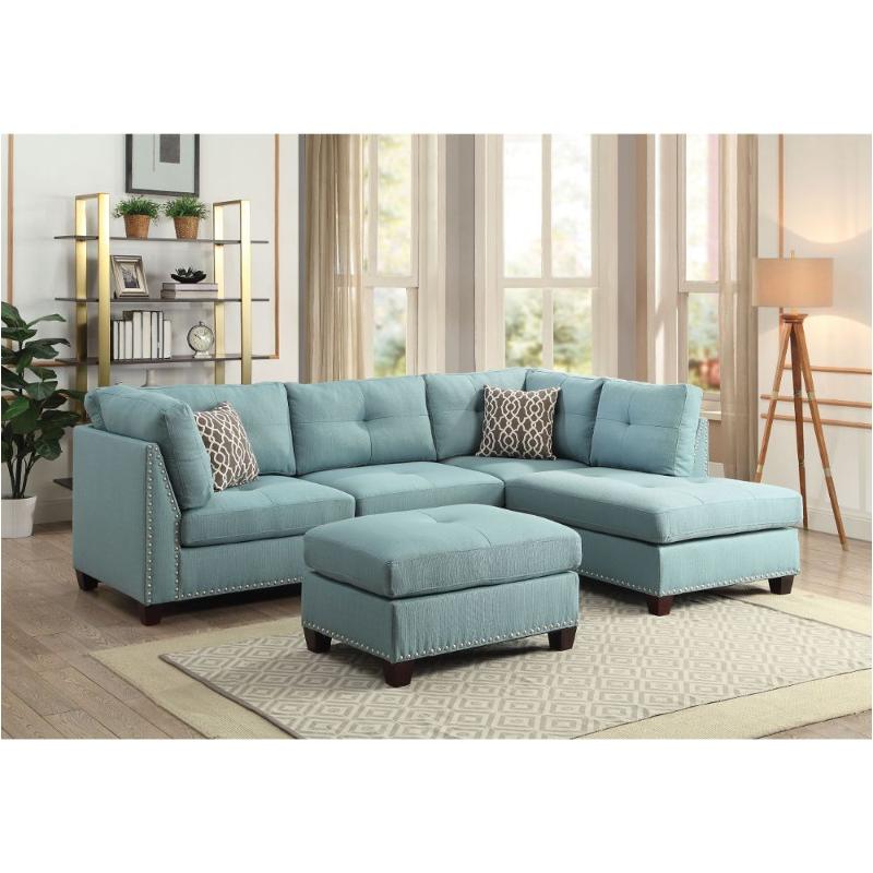 54390 Acme Furniture Laurissa - Teal Living Room Furniture Sectional