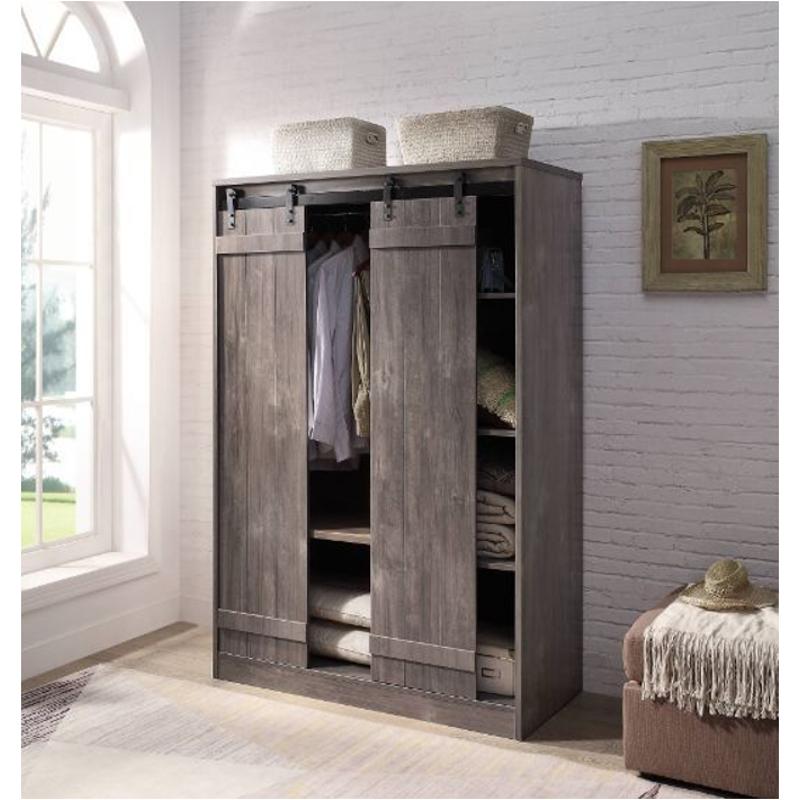 98092 Acme Furniture Bellarosa - Gray Home Office Furniture Armoire