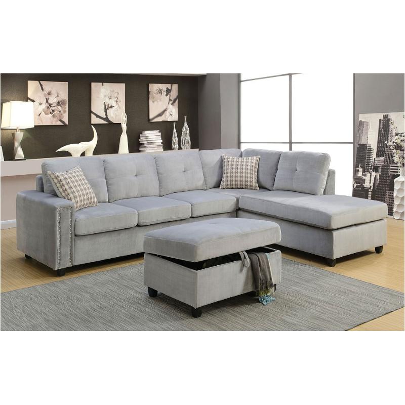 52710 Acme Furniture Belville - Gray Living Room Furniture Sectional