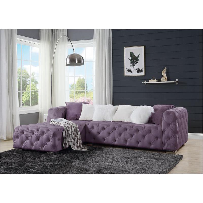 Lv00389 Acme Furniture Qokmis - Purple Living Room Furniture Sectional