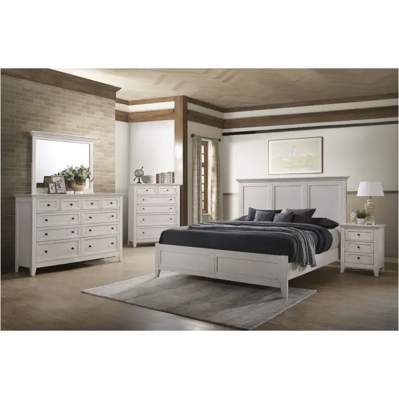 Sm-br-8865k-rwh Intercon Furniture San Mateo - Rustic White Bedroom Furniture Bed