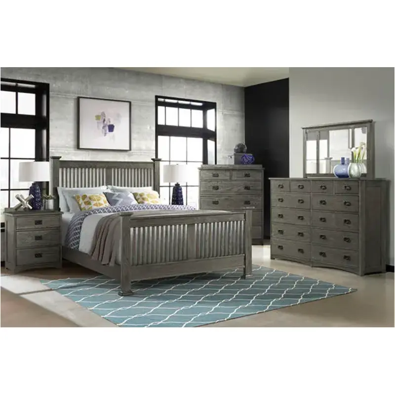 Op-br-5825ck-pew-rs Intercon Furniture Oak Park - Pewter Bedroom Furniture Bed