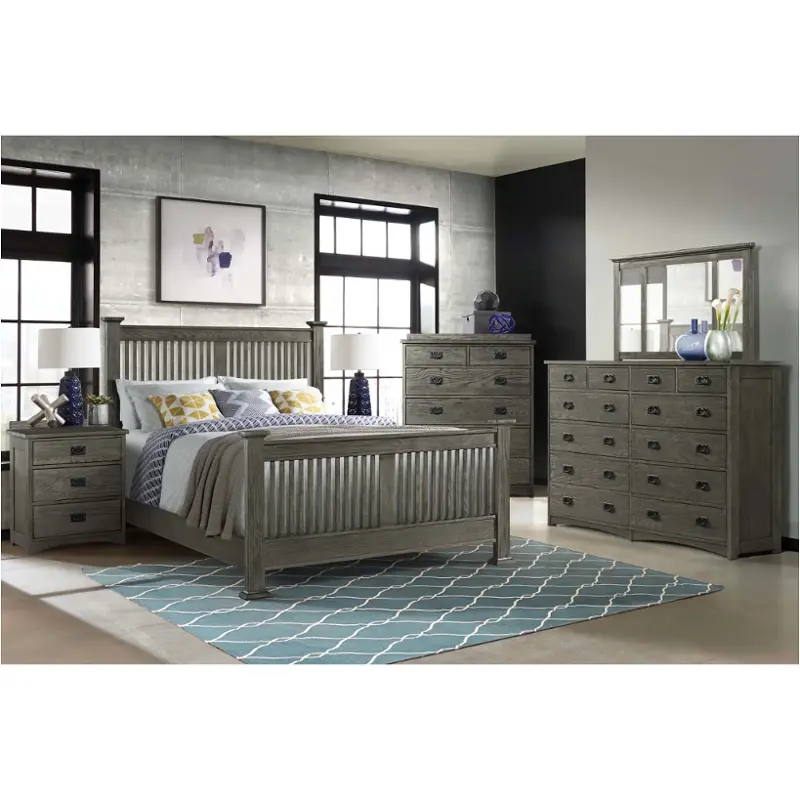 Op-br-5825q-pew Intercon Furniture Oak Park - Pewter Bedroom Furniture Bed