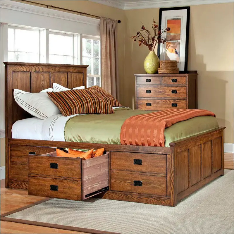 Op-br-5850ck-mis Intercon Furniture Oak Park - Mission Bedroom Furniture Bed