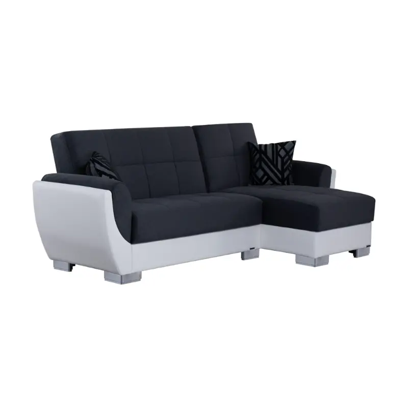 Sectional - Charcoal With White Pu