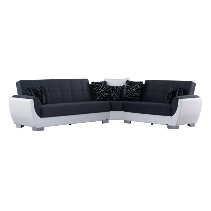 Sectional - Charcoal With White Pu