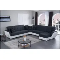 Sectional - Charcoal With White Pu