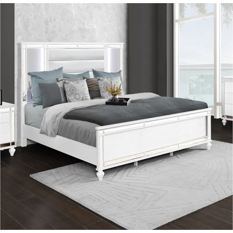 52649f-hb Bella Furniture Calipso - White Bedroom Furniture Headboard