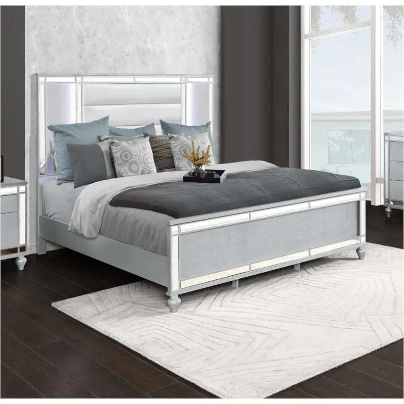 52648q-hb Bella Furniture Calipso - Silver Bedroom Furniture Headboard