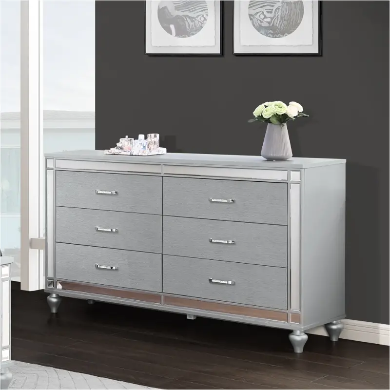 52648-dr Bella Furniture Calipso - Silver Bedroom Furniture Dresser