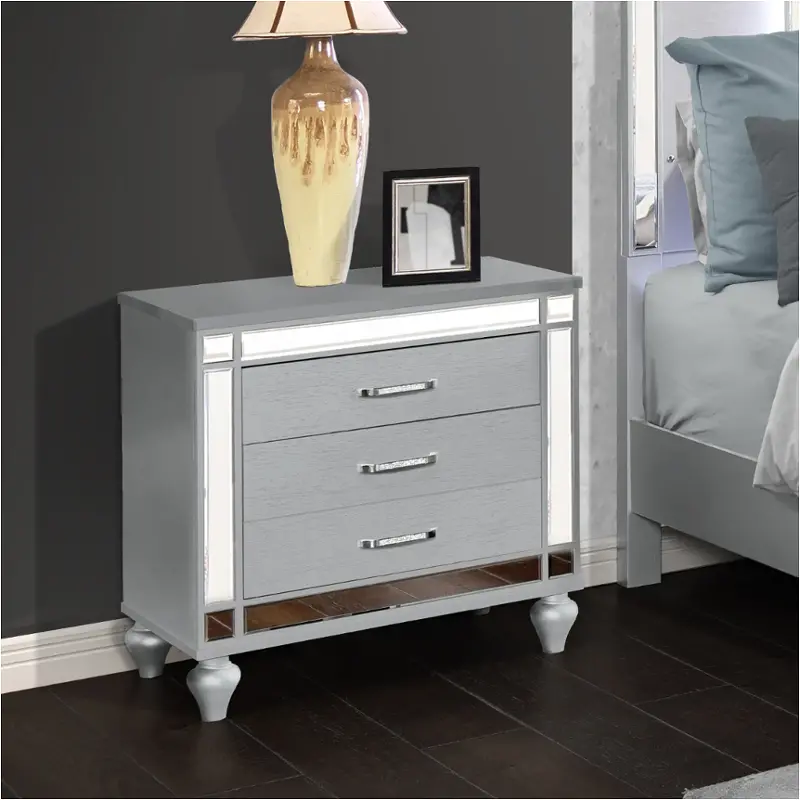 52648-ns Bella Furniture Calipso - Silver Bedroom Furniture Nightstand