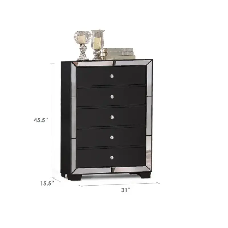 52431-ch Bella Furniture Nella - Black Bedroom Furniture Chest