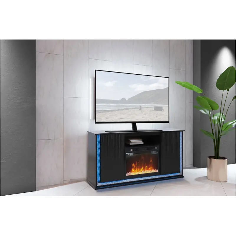 Sp111-pallas-bk-1a Bella Furniture Pallas - Black Bedroom Furniture Fireplace