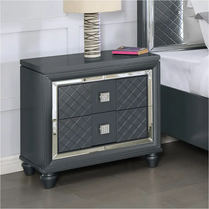 52684-ns Bella Furniture Carlyle - Metallic Charcoal Bedroom Furniture Nightstand