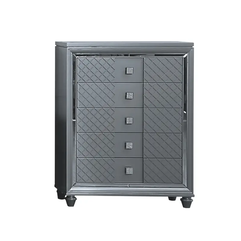 52684-ch Bella Furniture Carlyle - Metallic Charcoal Bedroom Furniture Chest