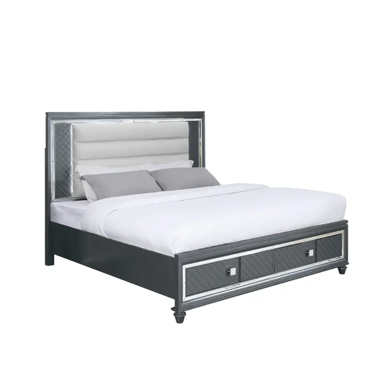 52684q Queen Bed Bella Furniture Carlyle - Metallic Charcoal Bedroom Furniture Bed