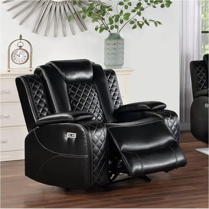 8139001-1 Bella Furniture Vail - Black Living Room Furniture Recliner