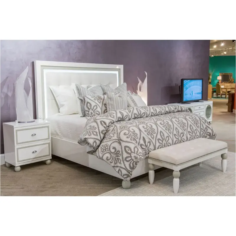 9025614-108 Aico Furniture Sky Tower - White Bedroom Furniture Bed