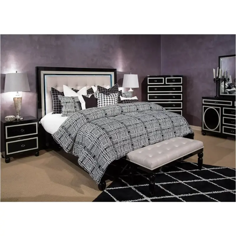 9025612-805 Aico Furniture Sky Tower - Black Bedroom Furniture Bed