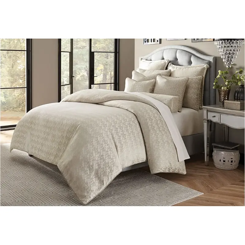 Bcs-qs09-crlyl-pltn Aico Furniture Carlyle Bedding Comforter