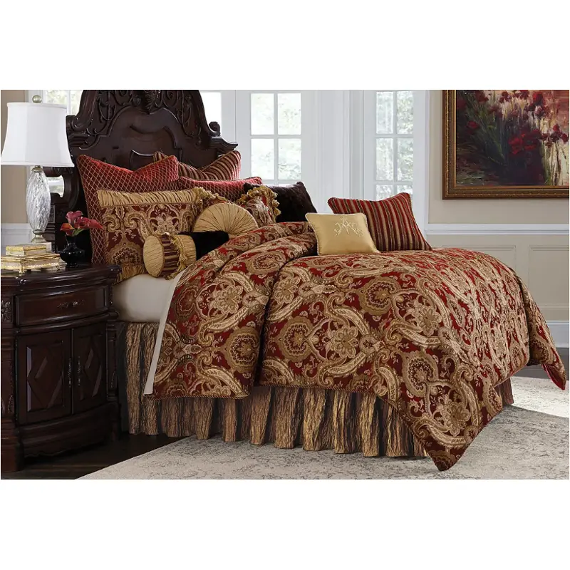 Bcs-qs12-lyfye-red Aico Furniture Lafayette Bedding Comforter