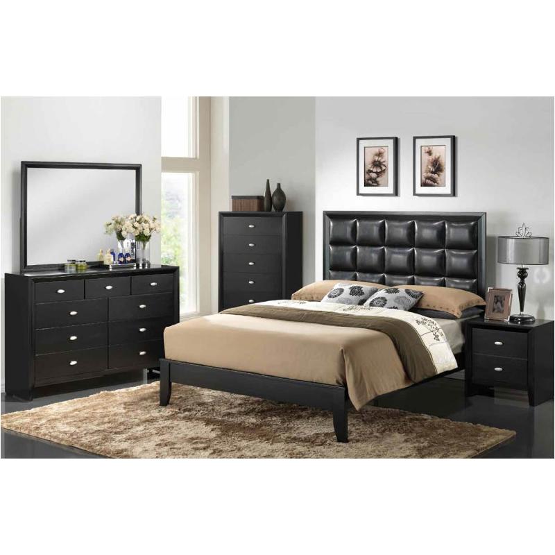 Carolina-bl-qb Global Furniture Carolina - Black Bedroom Furniture Bed