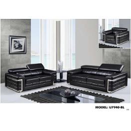 Global Furniture U7940 Leather Gel Blanche Black