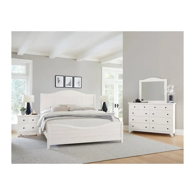 804-553 Vaughan Bassett Furniture Cool Farmhouse - Soft White Bedroom Furniture Bed