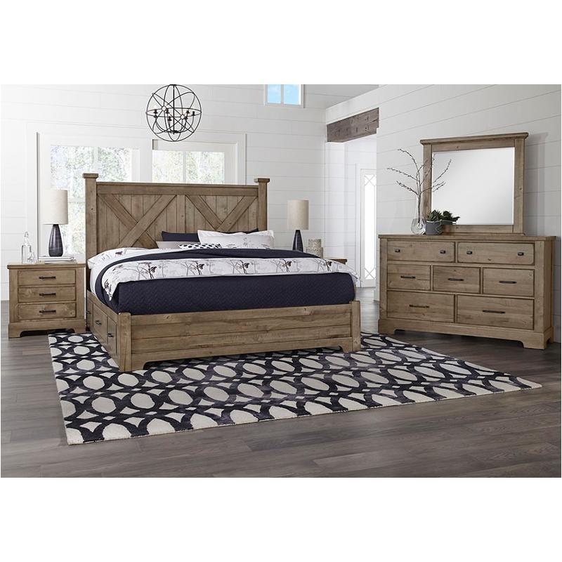 172-557-st1 Vaughan Bassett Furniture Cool Rustic - Stone Grey Bedroom Furniture Bed