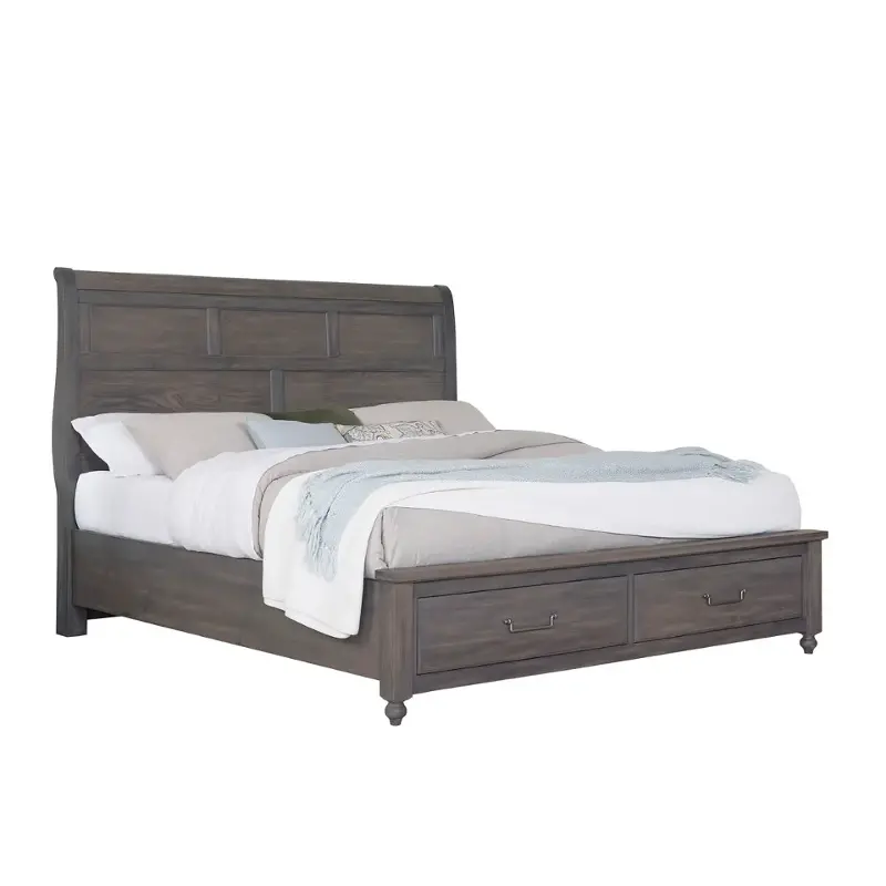 772-663-066b-502 Vaughan Bassett Furniture Vista - Grey Oak Bedroom Furniture Bed