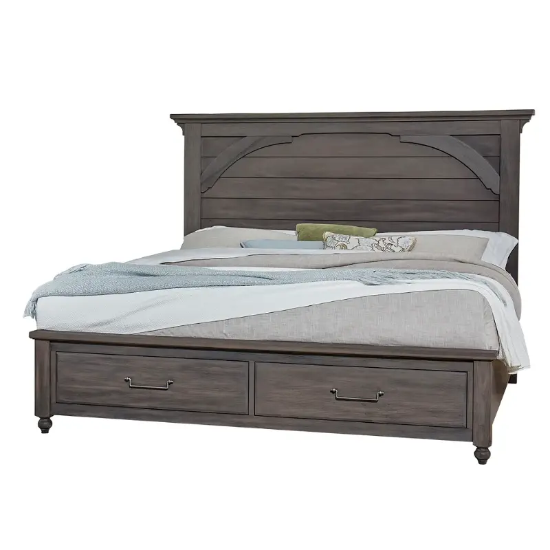 772-669-066b-502 Vaughan Bassett Furniture Vista - Grey Oak Bedroom Furniture Bed