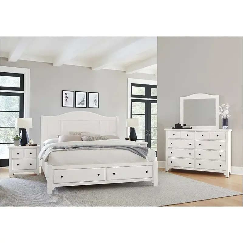 804-553-050b-502 Vaughan Bassett Furniture Cool Farmhouse - Soft White Bedroom Furniture Bed