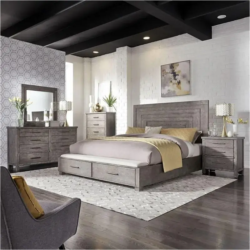 406-br-ksb Liberty Furniture Modern Farmhouse - Charcoal Bedroom Furniture Bed