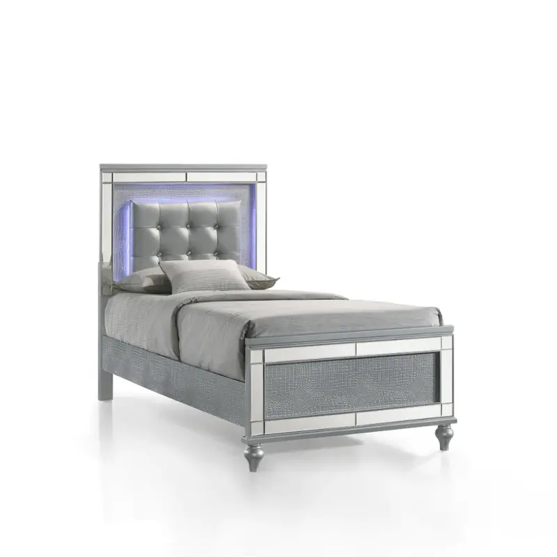 Ba9698s-510 New Classic Furniture Valentino - Silver Bedroom Furniture Bed