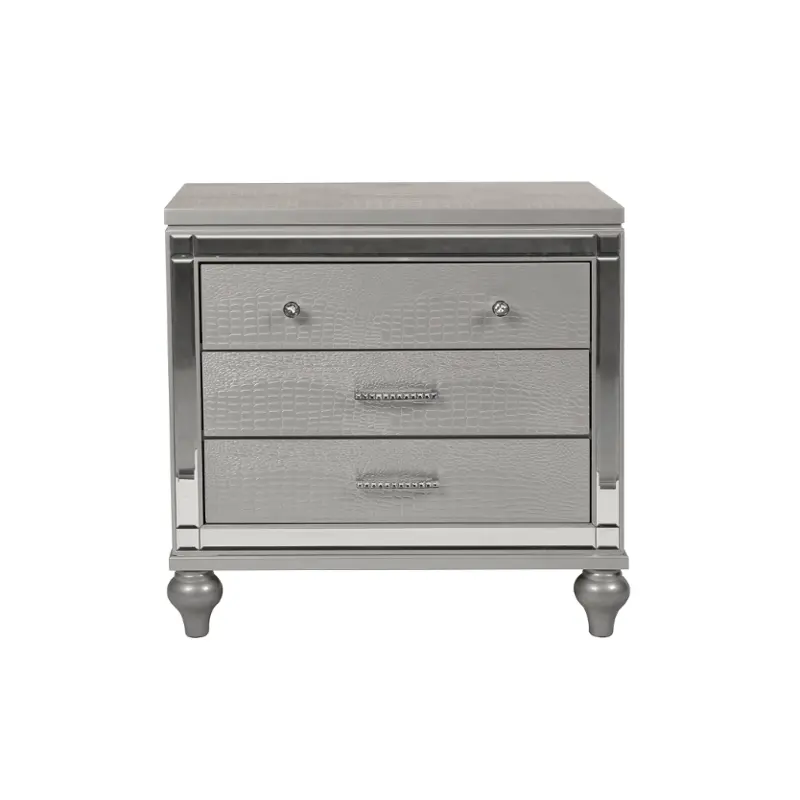 Ba9698s-040 New Classic Furniture Valentino - Silver Bedroom Furniture Nightstand