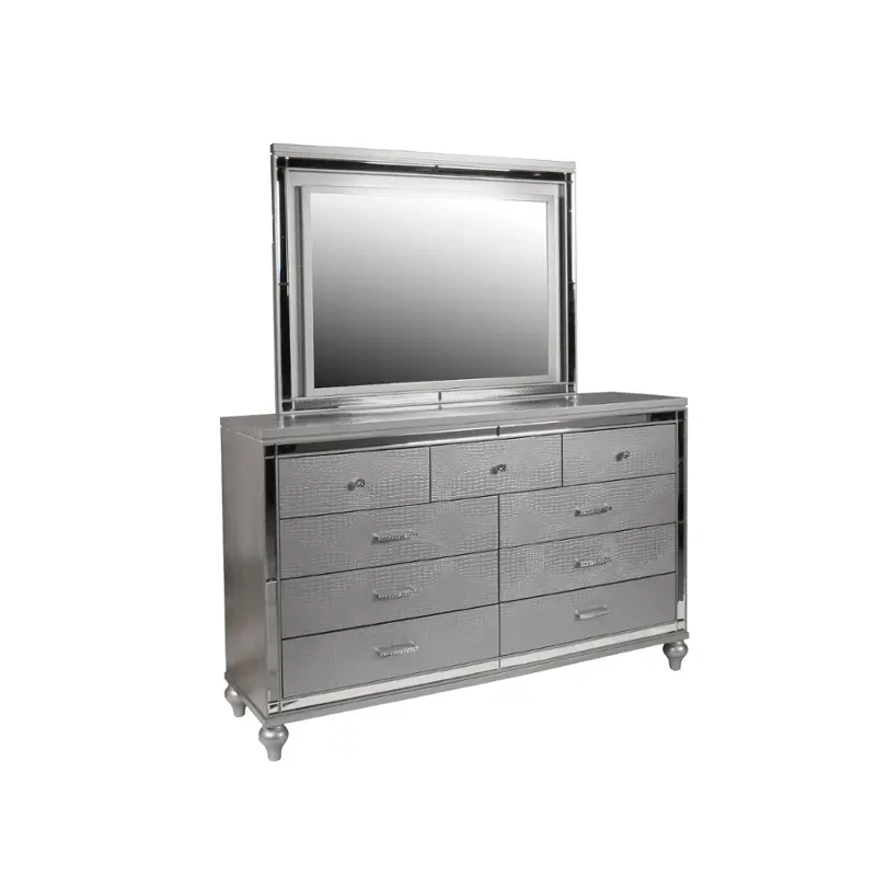 Ba9698s-050 New Classic Furniture Valentino - Silver Bedroom Furniture Dresser