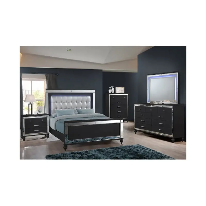 Ba9698b-310-320-330 New Classic Furniture Valentino - Black Bedroom Furniture Bed