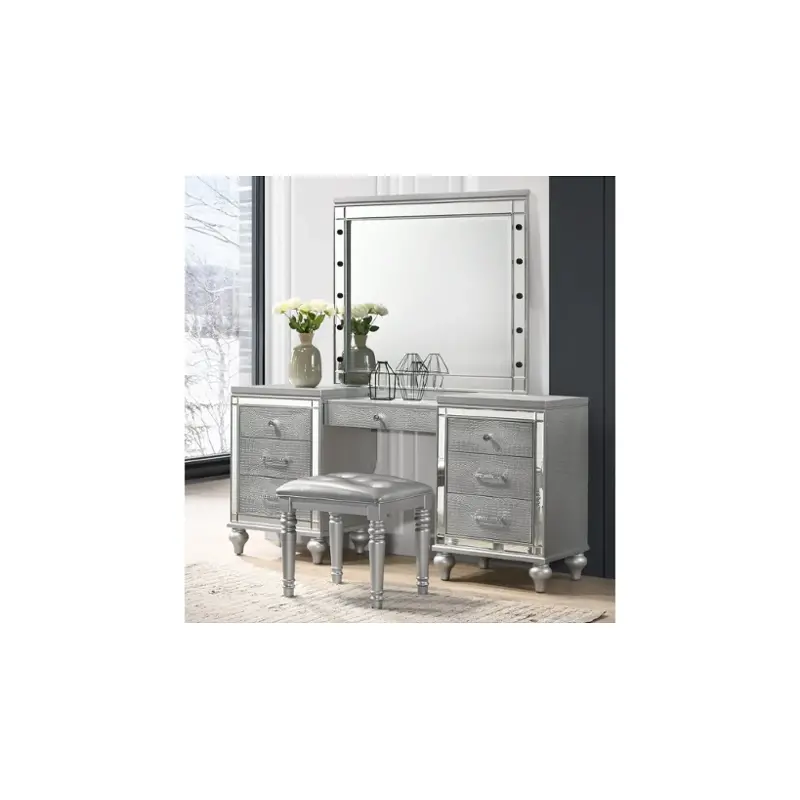 Ba9698s-092 New Classic Furniture Valentino - Silver Bedroom Furniture Stool